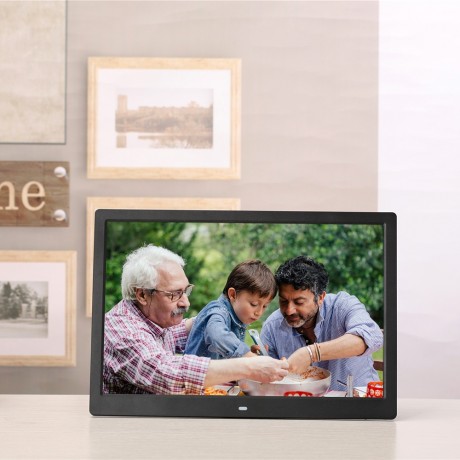 14-inch Digital Photo Frame Electronic Photo Frame Ultra-narrow Side Support 1080P Wall-mounted Advertising Machine (Black)
